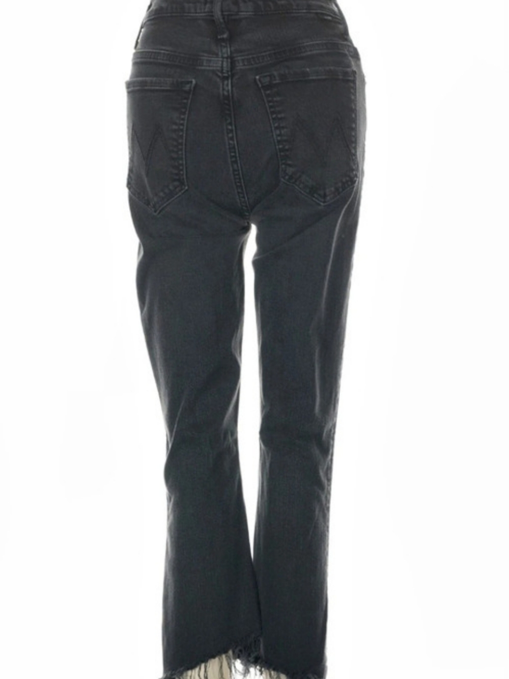 MOTHER The Insider Crop Step Fray Black Waist 27 Jeans
